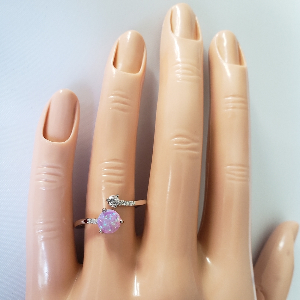 Sterling Silver Pink Opal Ring - Picture 7 of 8